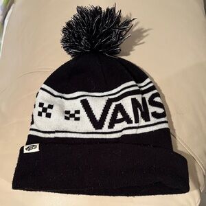 Vans Black and White Knit Beanie with Pom Pom
